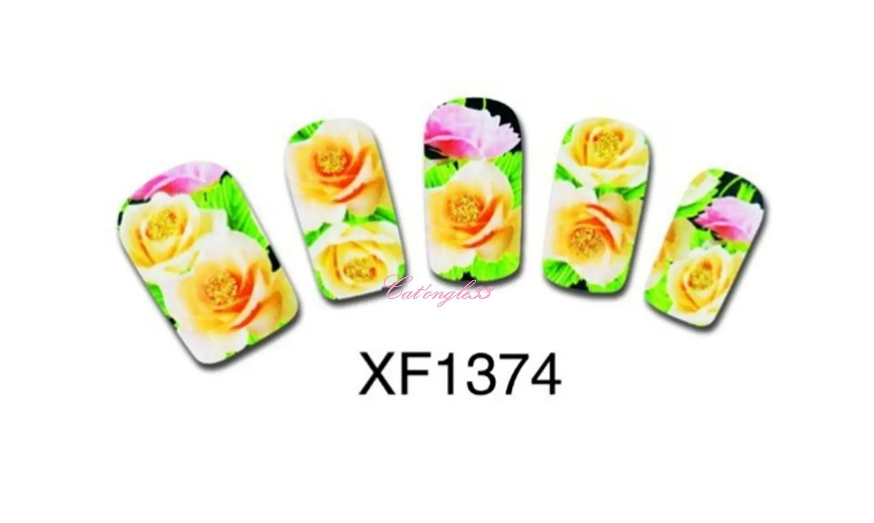 Full water decal rose jaune rose XF1374