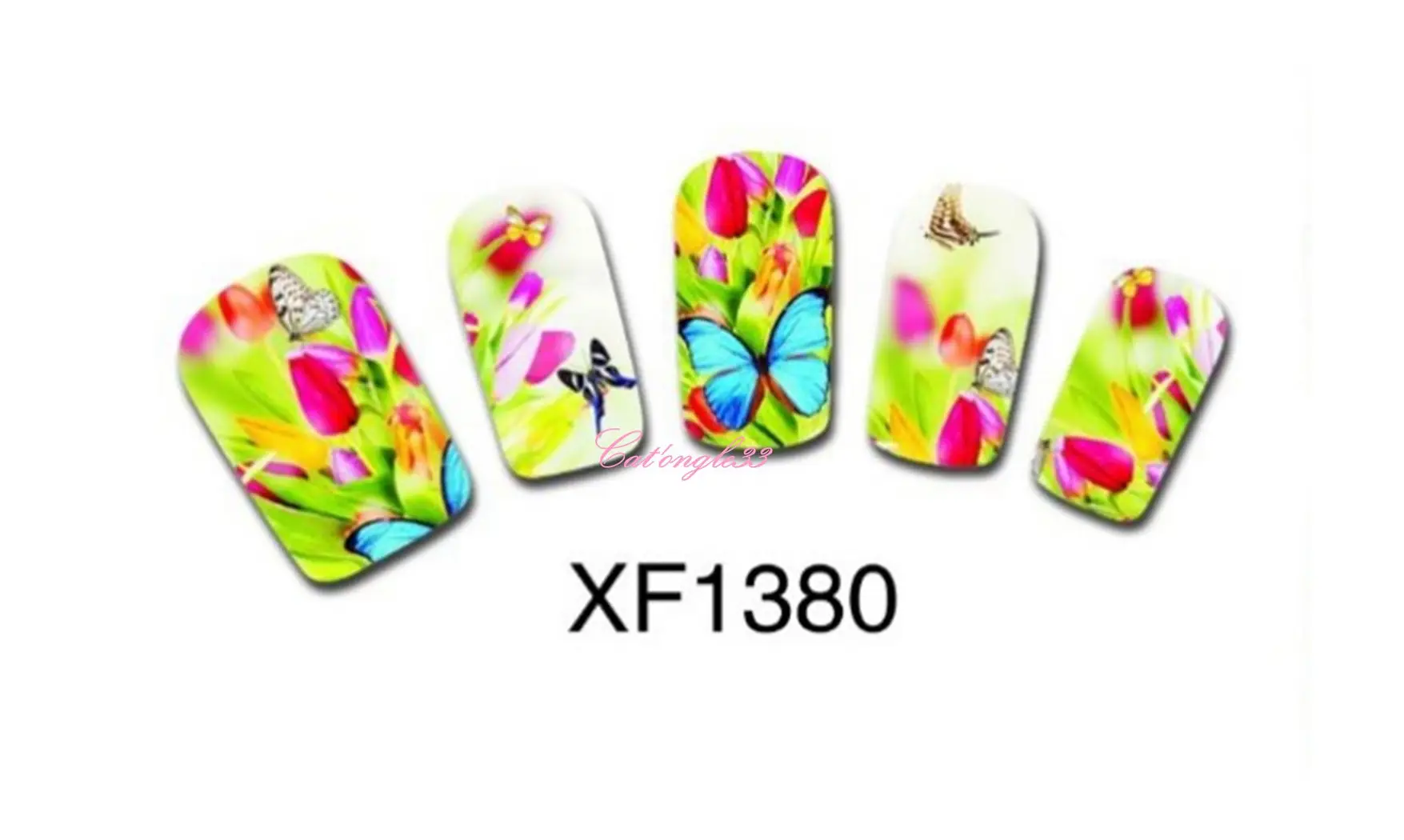 Full water decal tulipe papillon XF1380