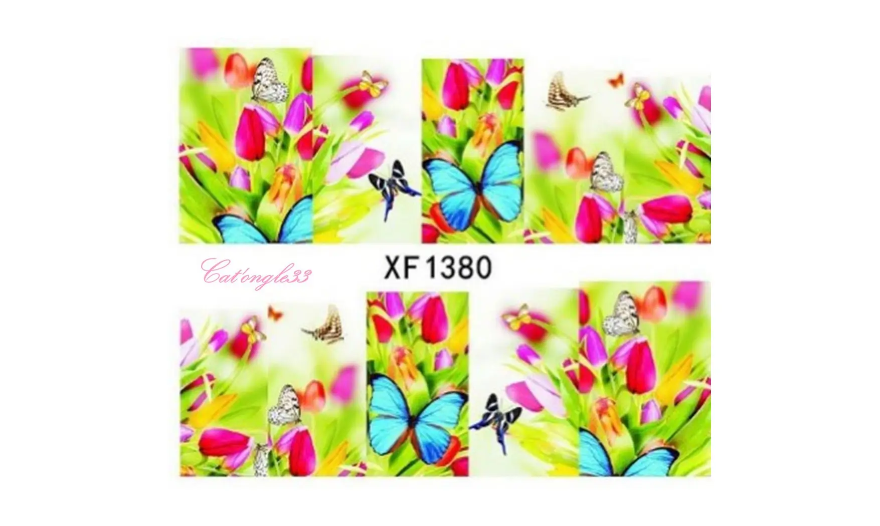 Full water decal tulipe papillon XF1380