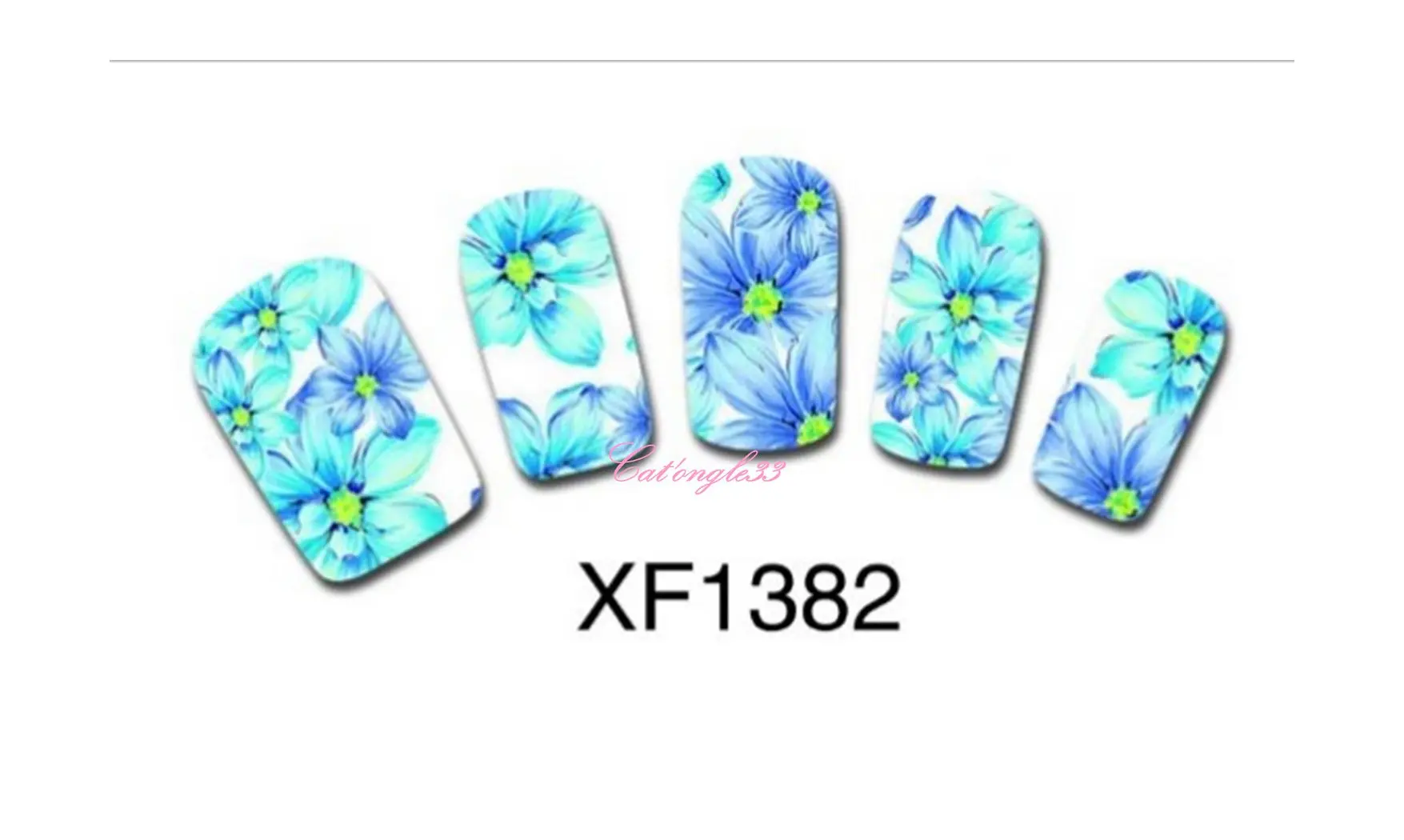 Full water decal fleur bleu XF1382