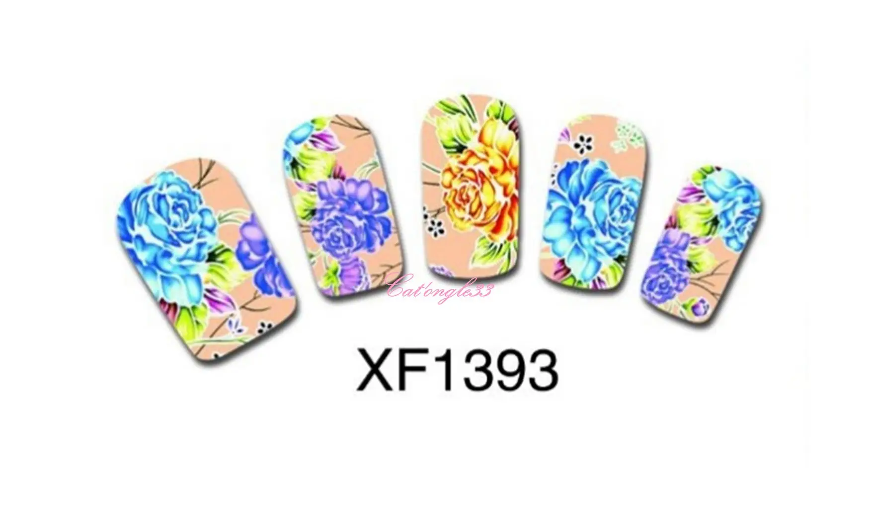 Full water decal fleur fond beige XF1393