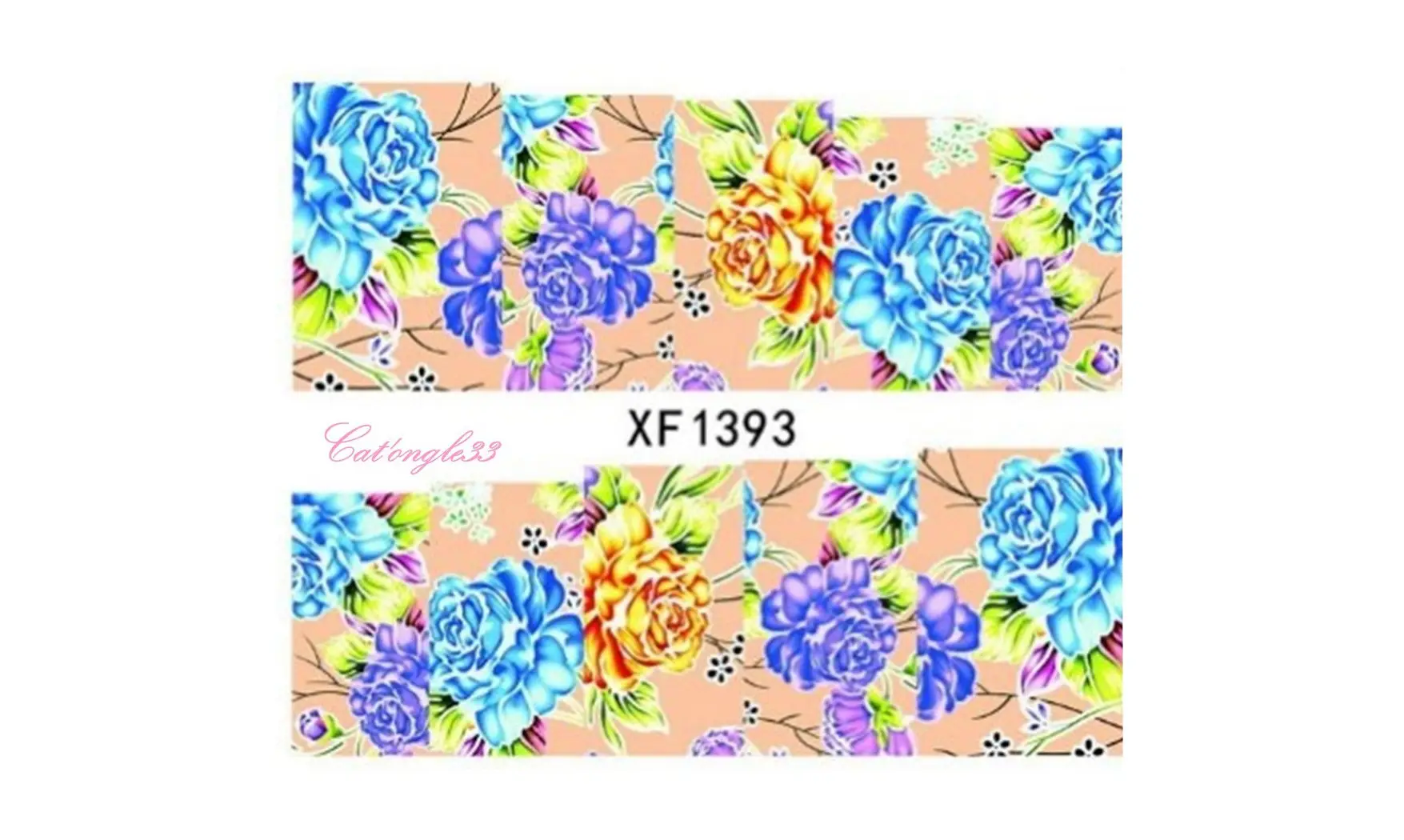 Full water decal fleur fond beige XF1393