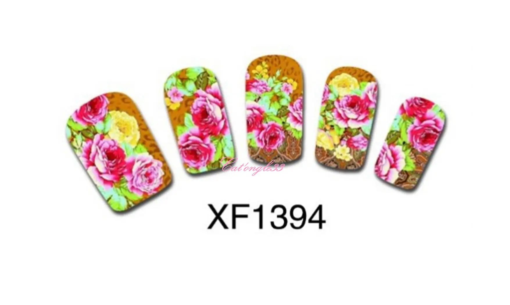 Full water decal rose fond marron XF1394
