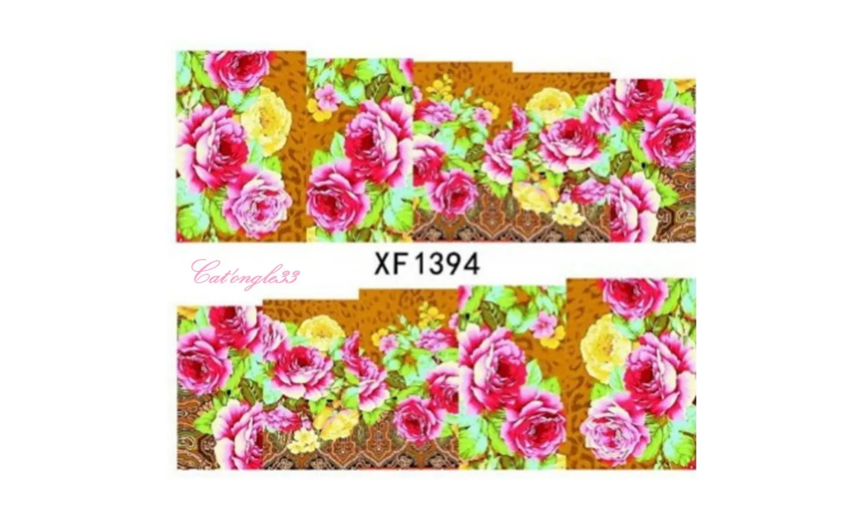 Full water decal rose fond marron XF1394
