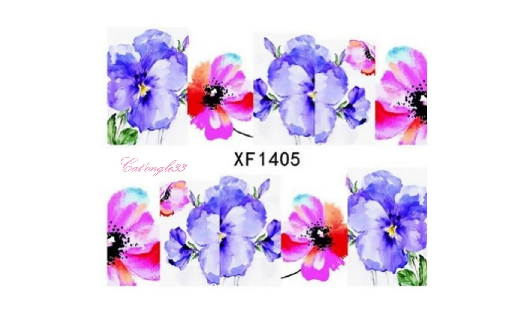 Full water decal fleur bleu XF1405