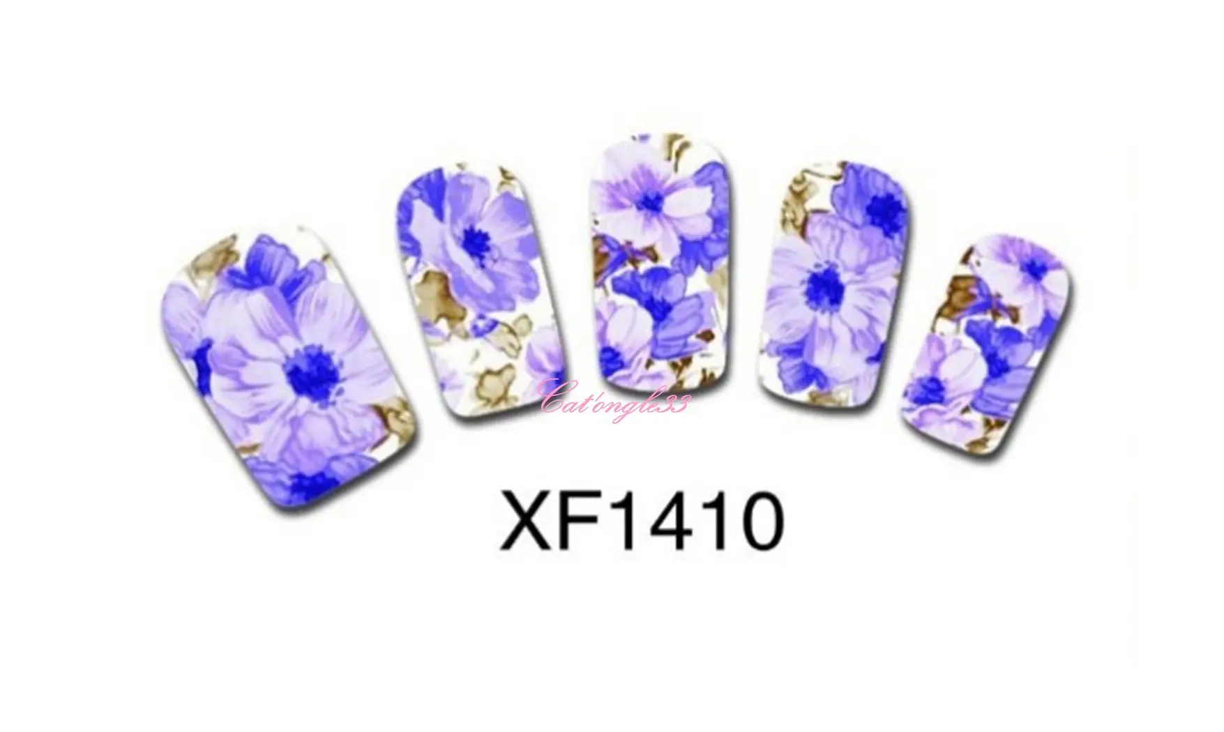 Full water decal fleur bleu XF1410
