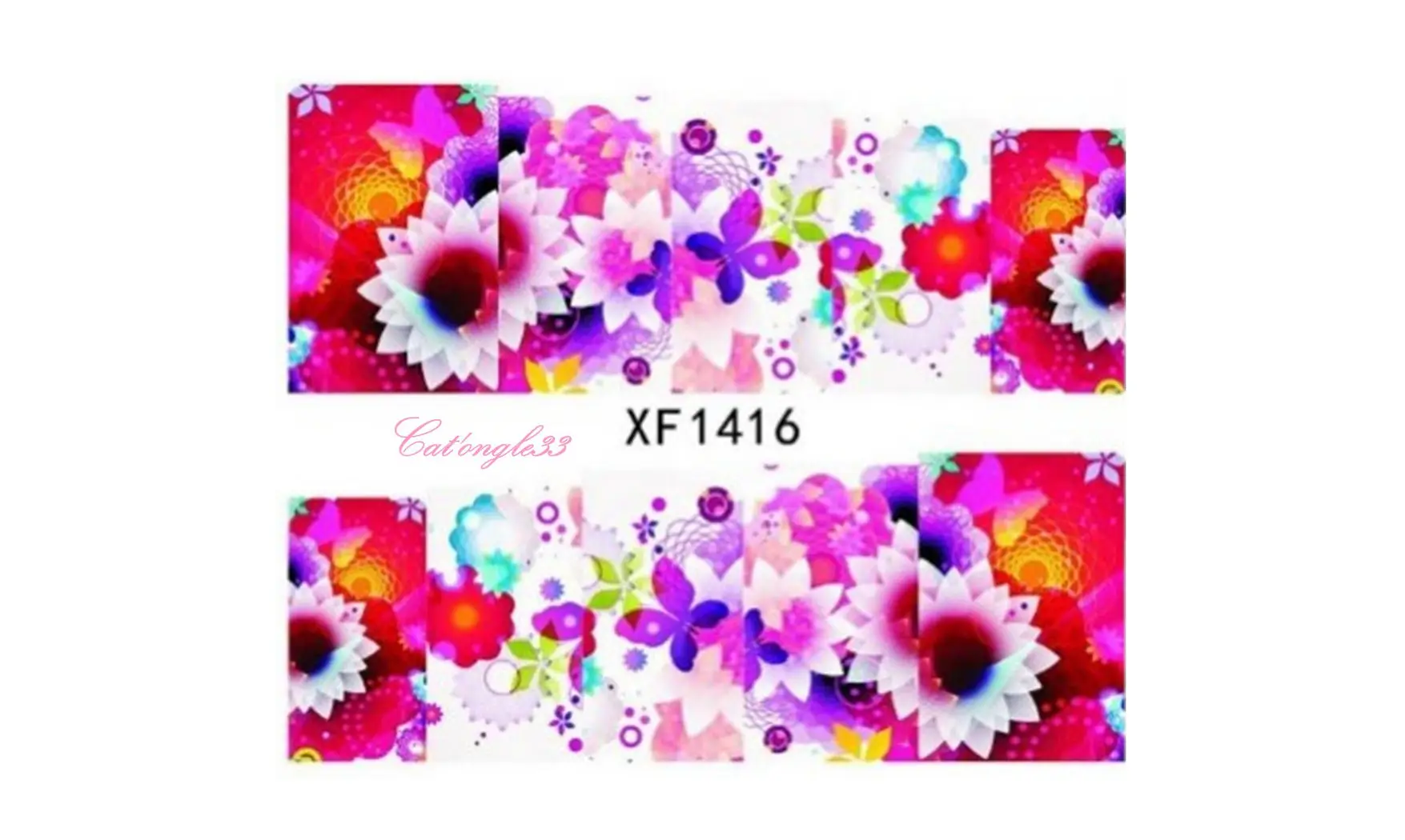 Full water decal fleur papillon XF1416