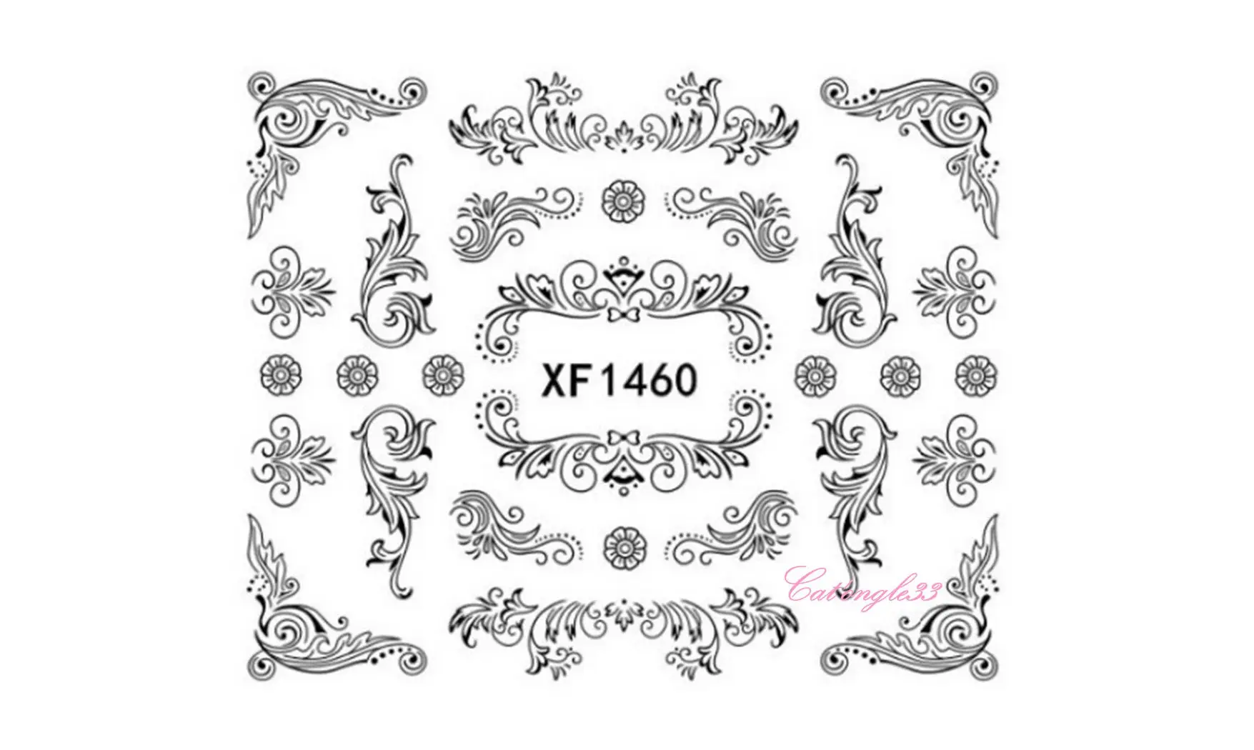 Water decal fleur noir XF1460