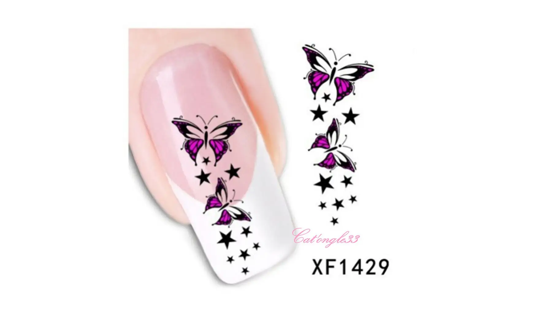 Water decal papillon fuchsia XF1429