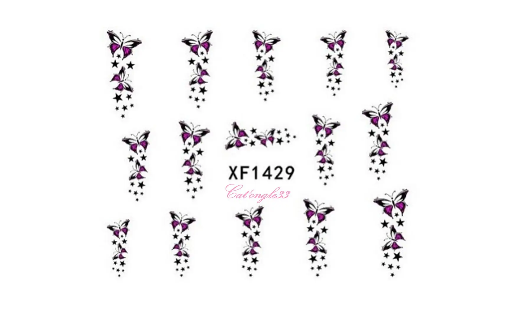 Water decal papillon fuchsia XF1429