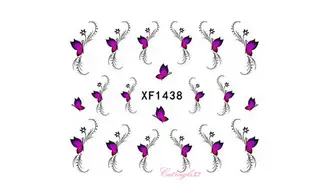 Water decal papillon fuchsia noir XF1438