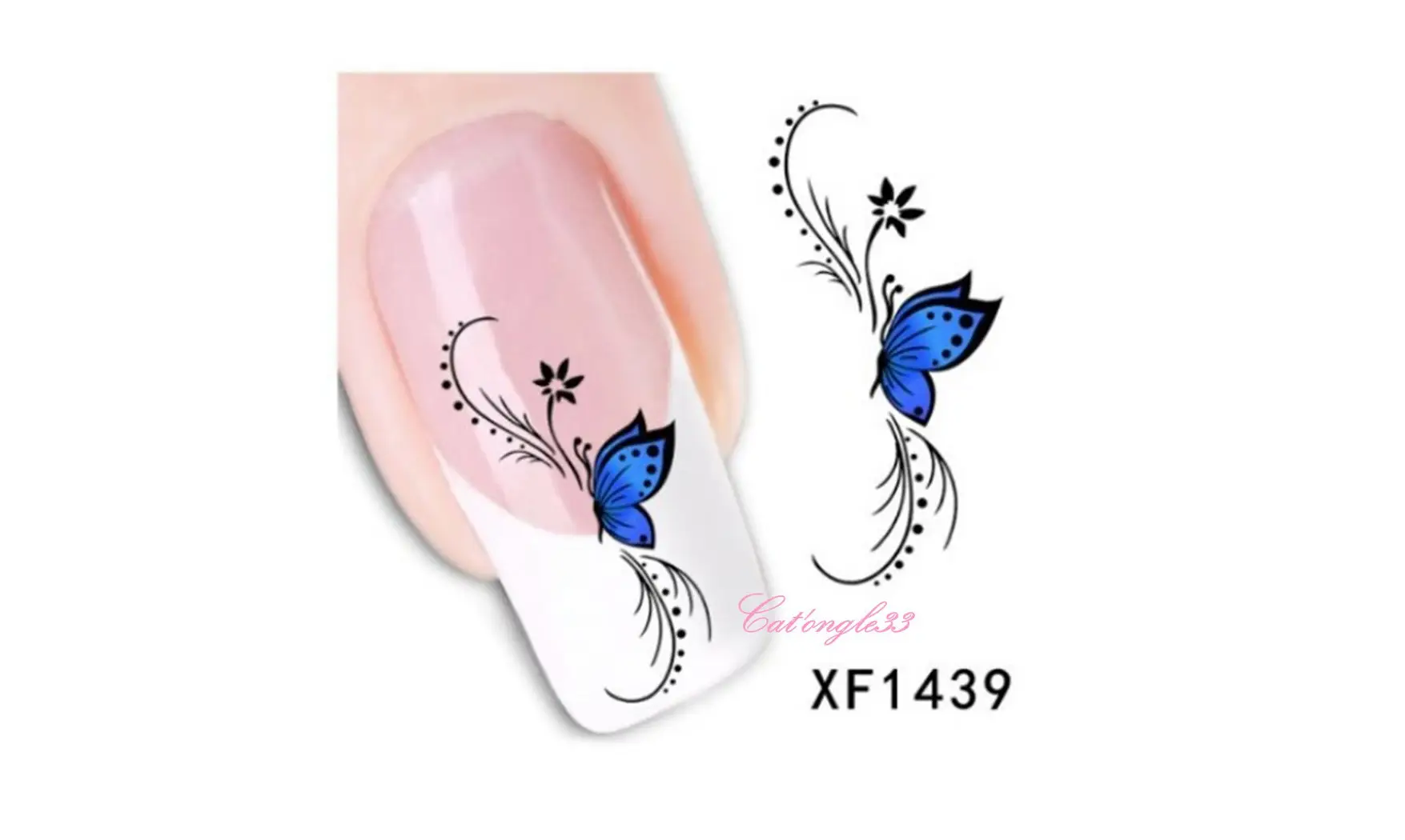 Water decal papillon bleu noir XF1439