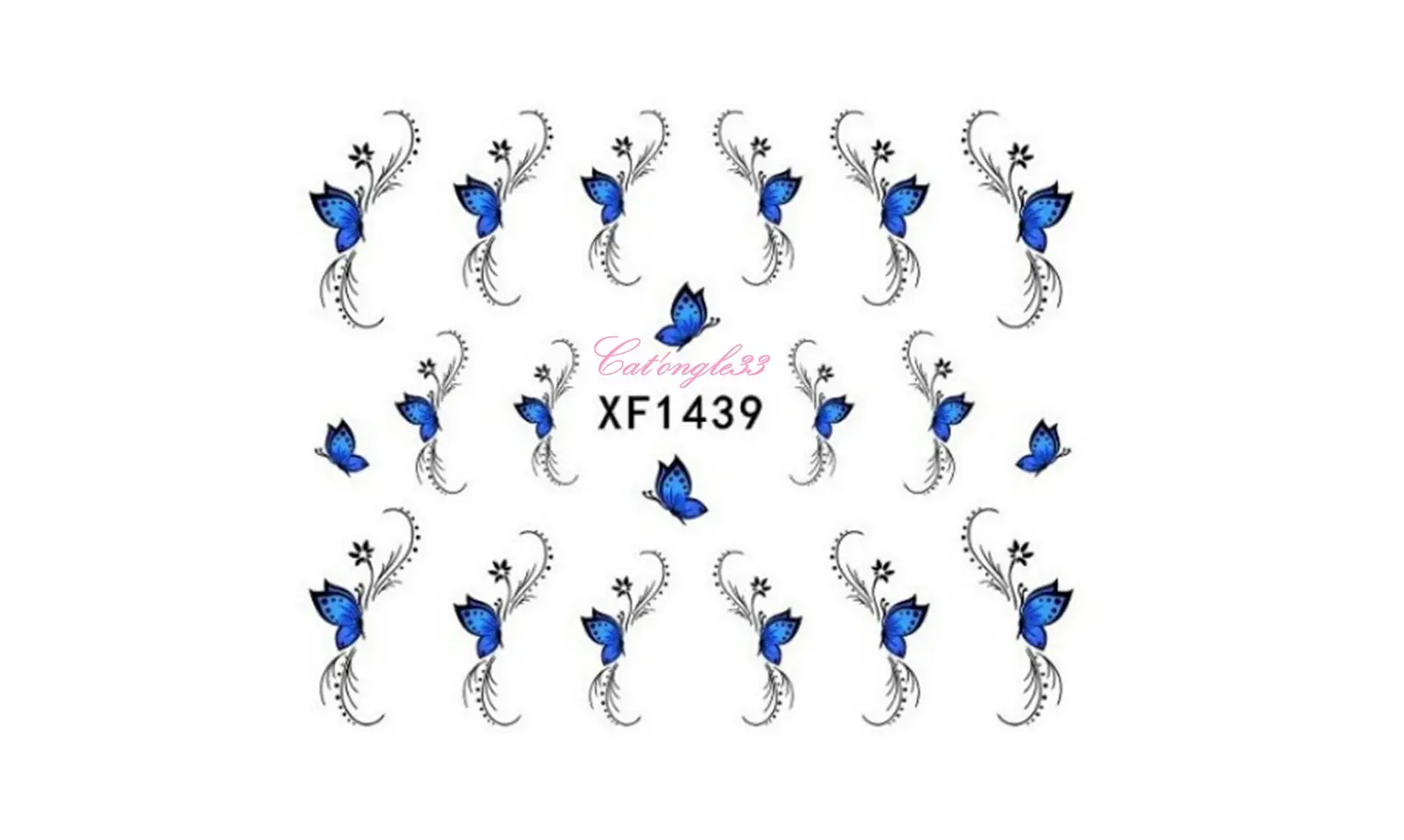 Water decal papillon bleu noir XF1439