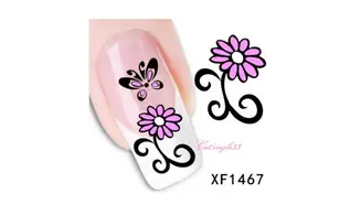 Water decal papillon rose fleur XF1467