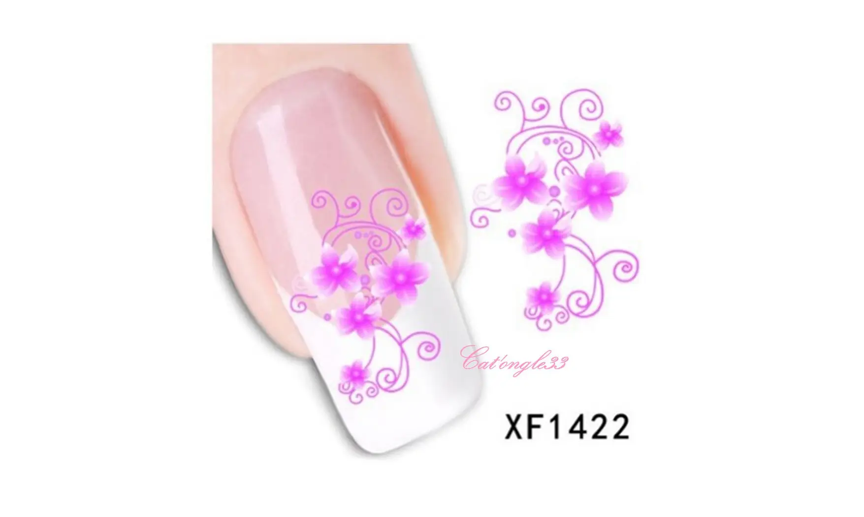 Water decal fleur rose vrille XF1422