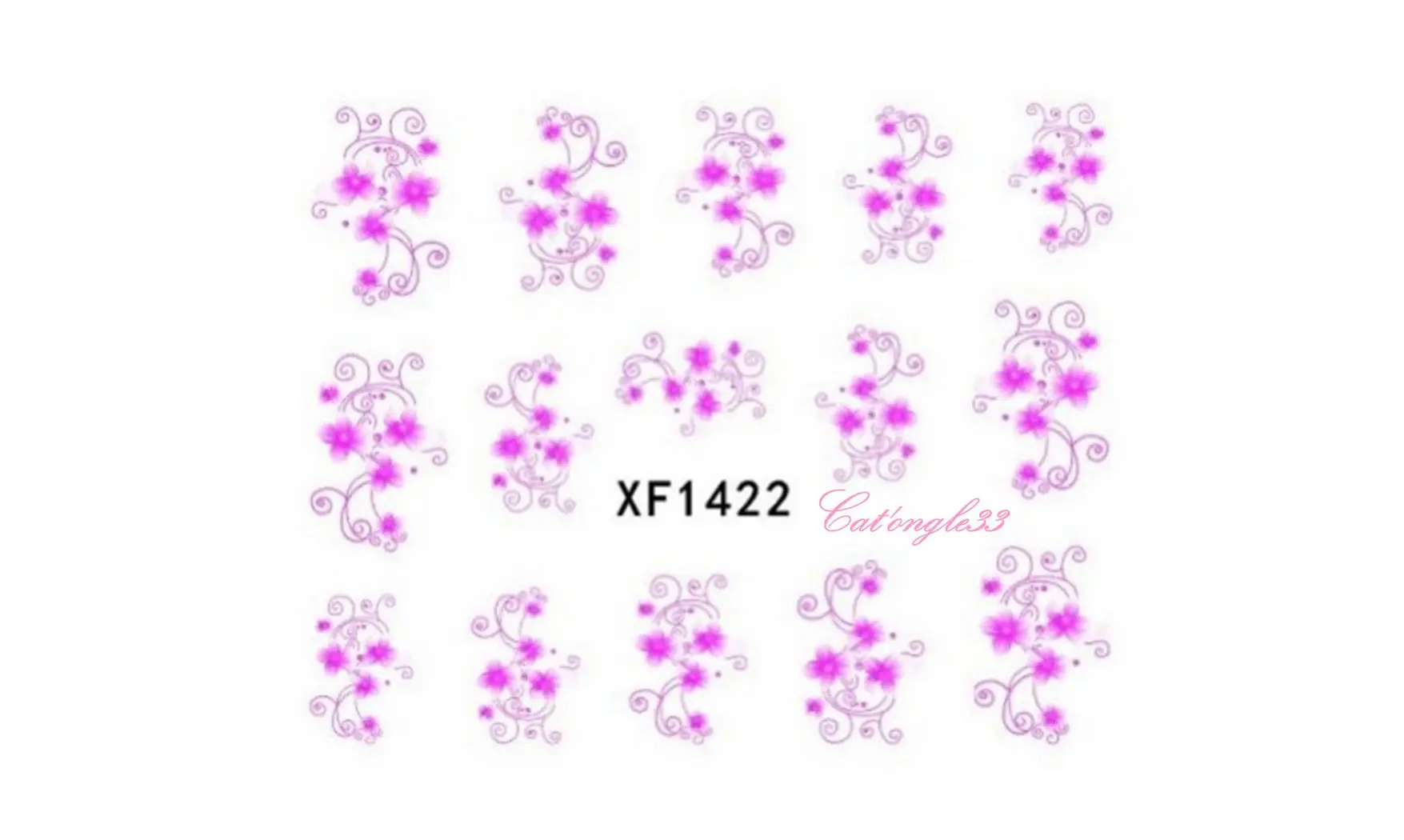Water decal fleur rose vrille XF1422