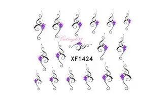 Water decal fleur violette vrille XF1424