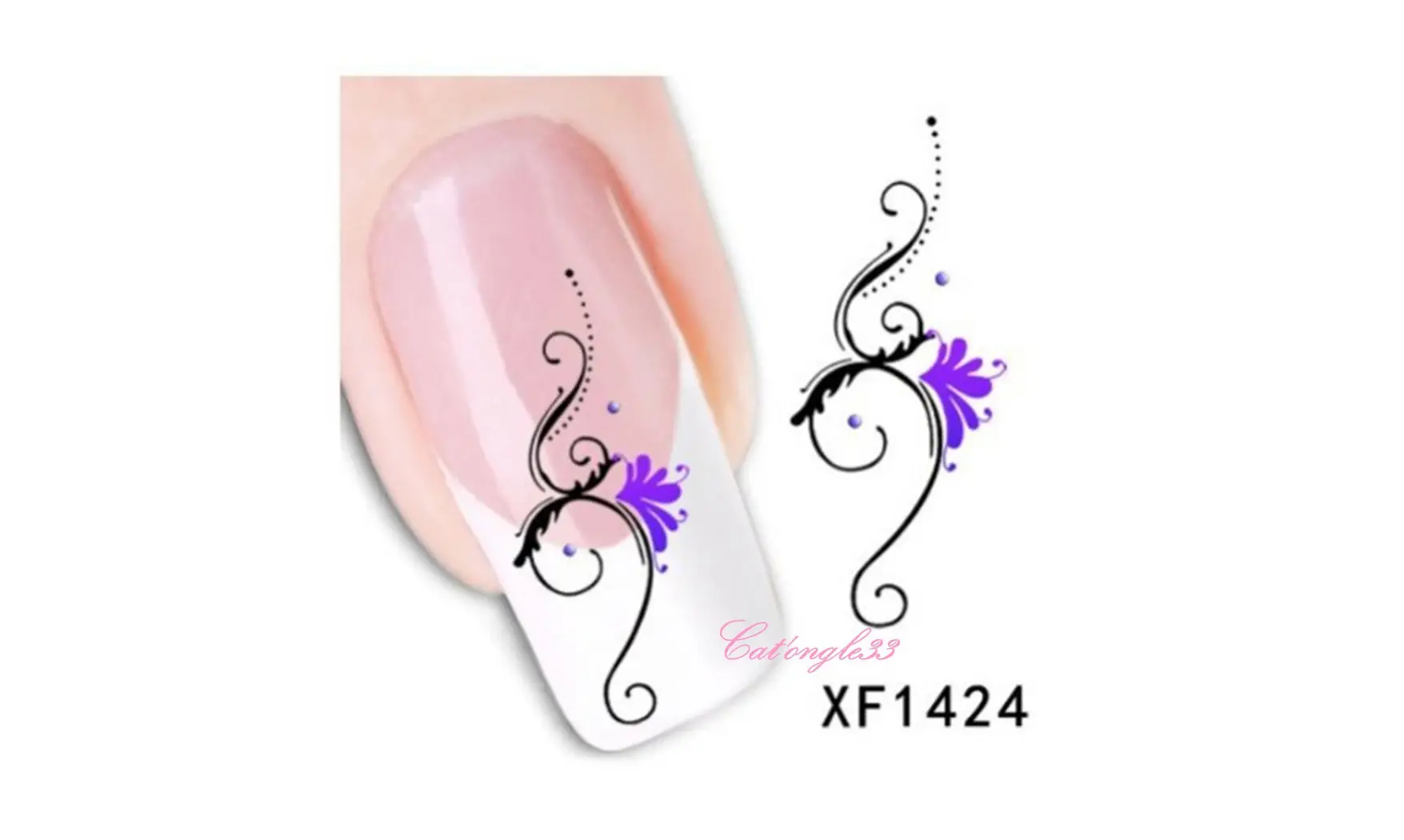 Water decal fleur violette vrille XF1424