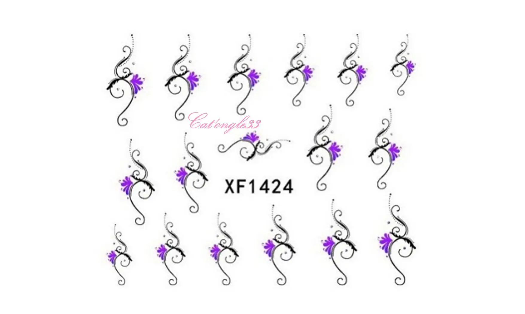 Water decal fleur violette vrille XF1424