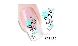 Water decal vrille fleur bleu XF1426