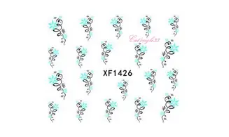 Water decal vrille fleur bleu XF1426