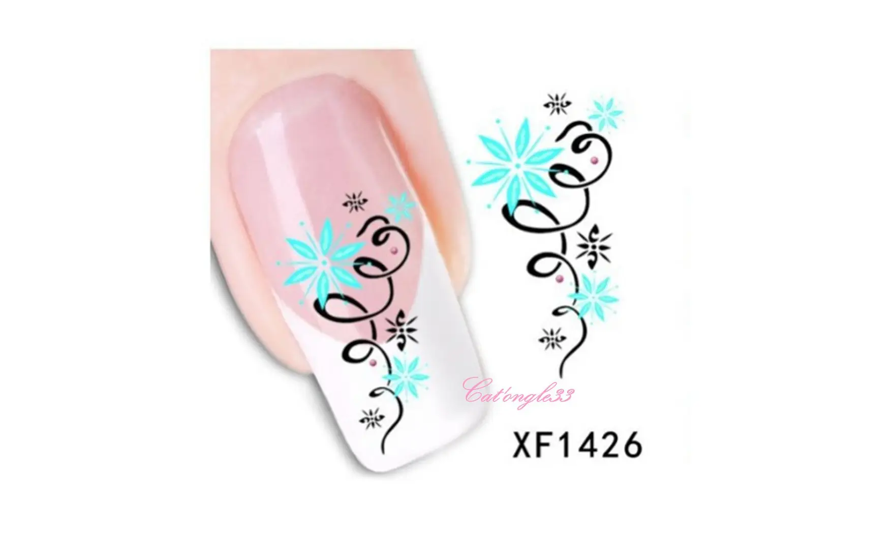 Water decal vrille fleur bleu XF1426