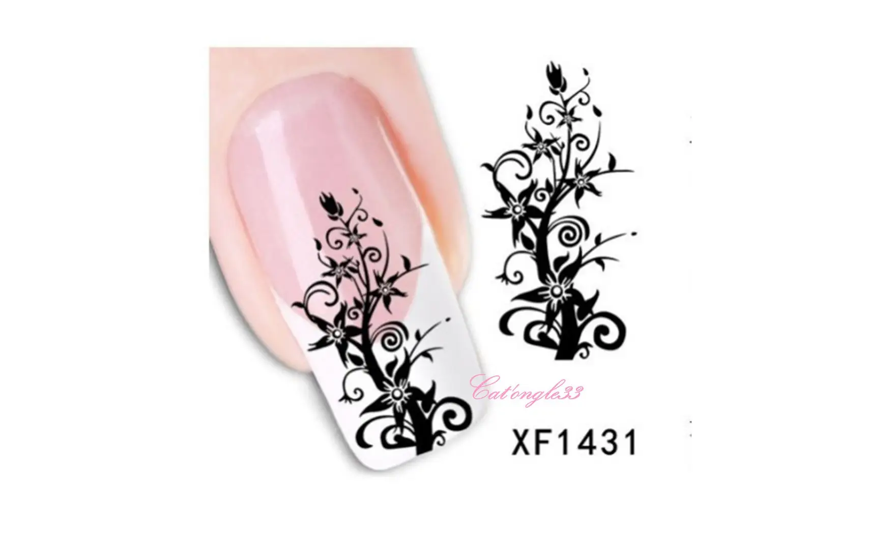 Water decal arbuste fleur noire XF1431