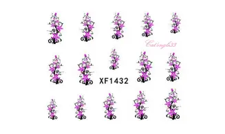 Water decal arbuste fleur rose XF1432