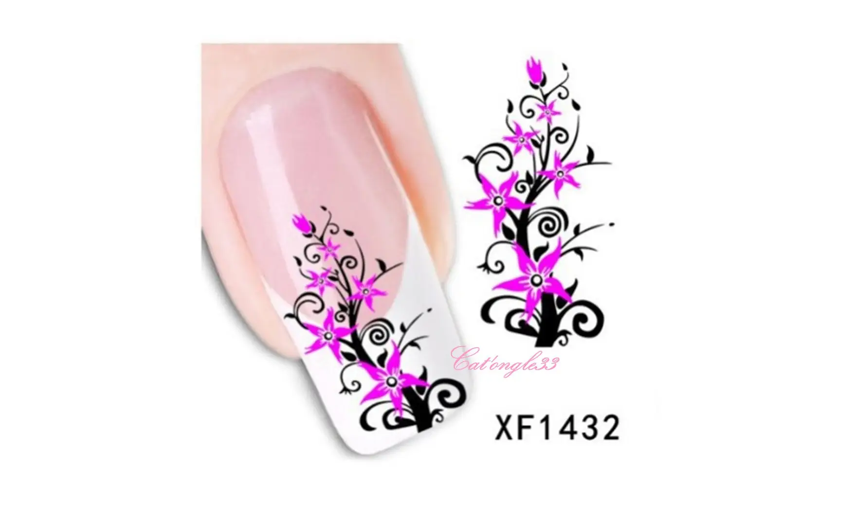 Water decal arbuste fleur rose XF1432