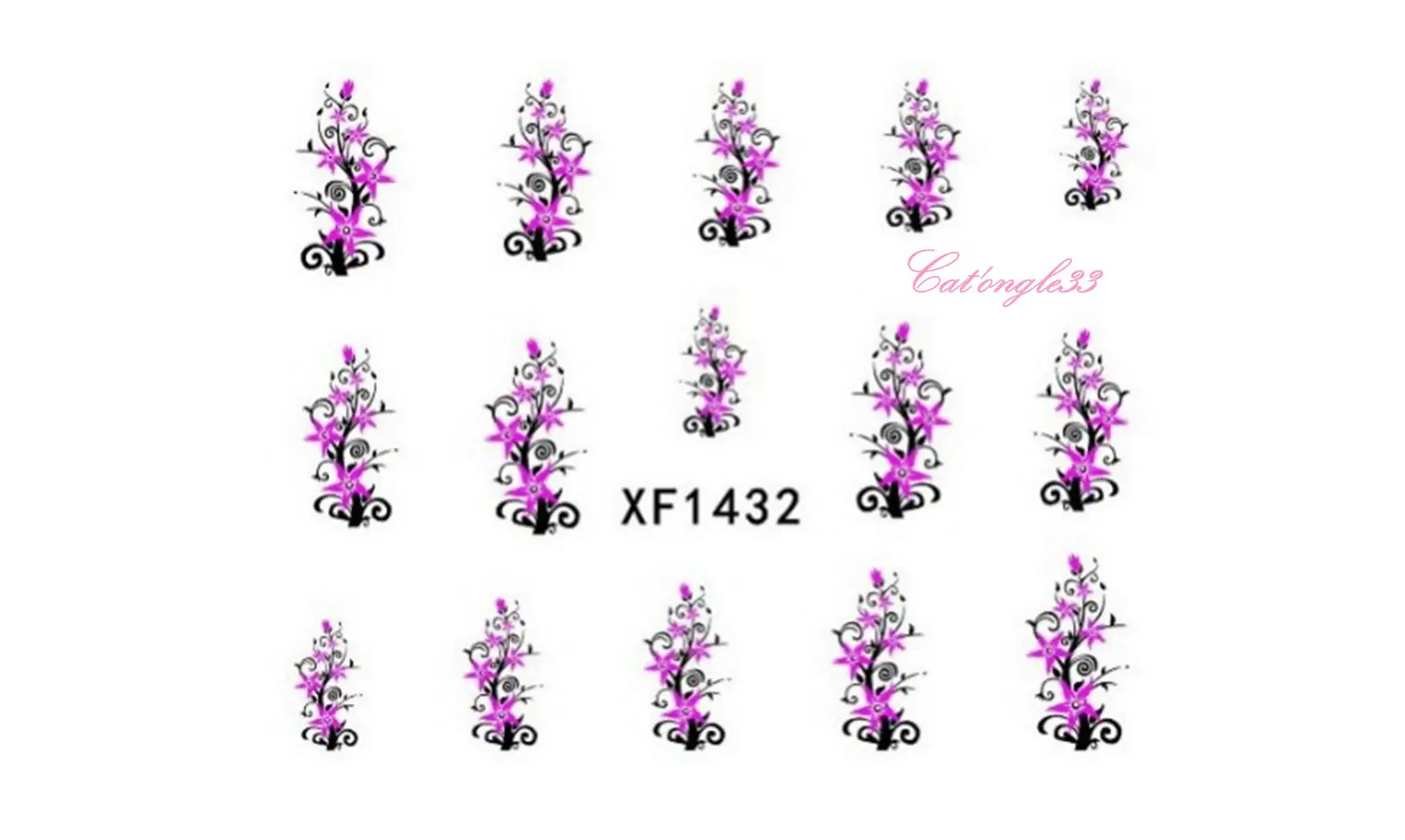 Water decal arbuste fleur rose XF1432