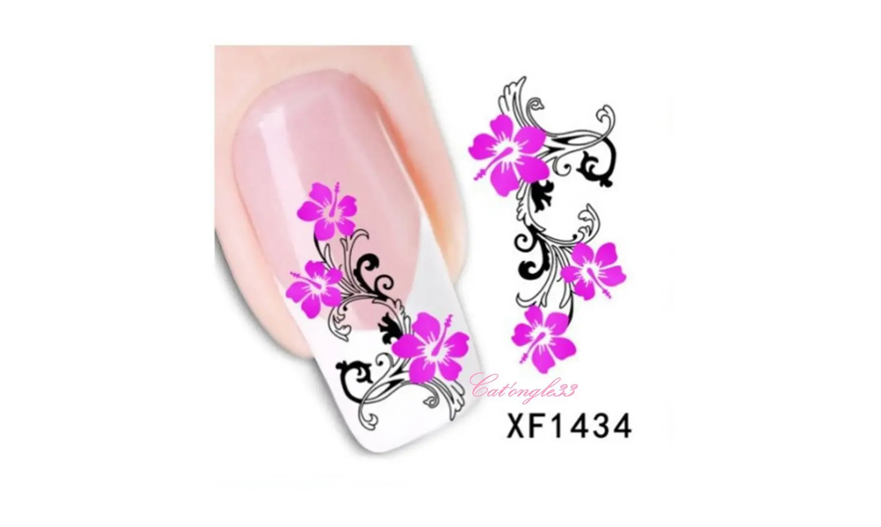 Water decal hibiscus rose XF1434