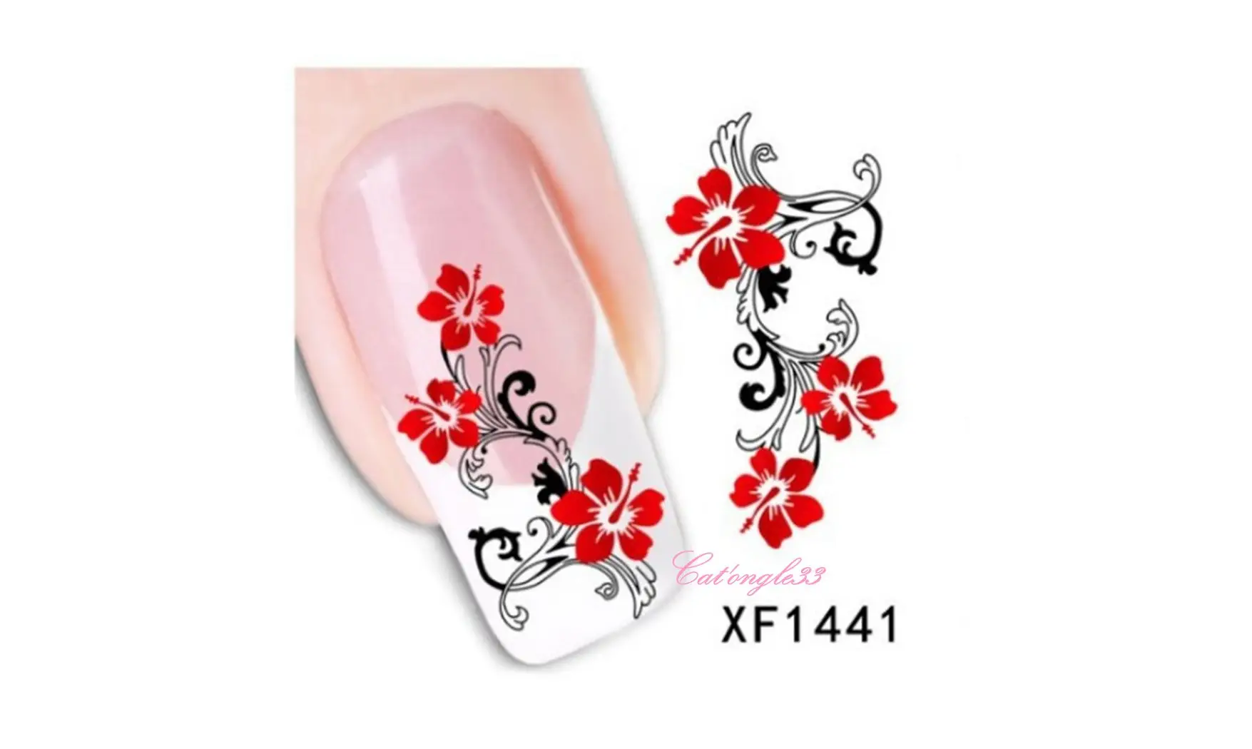 Water decal hibiscus rouge XF1441
