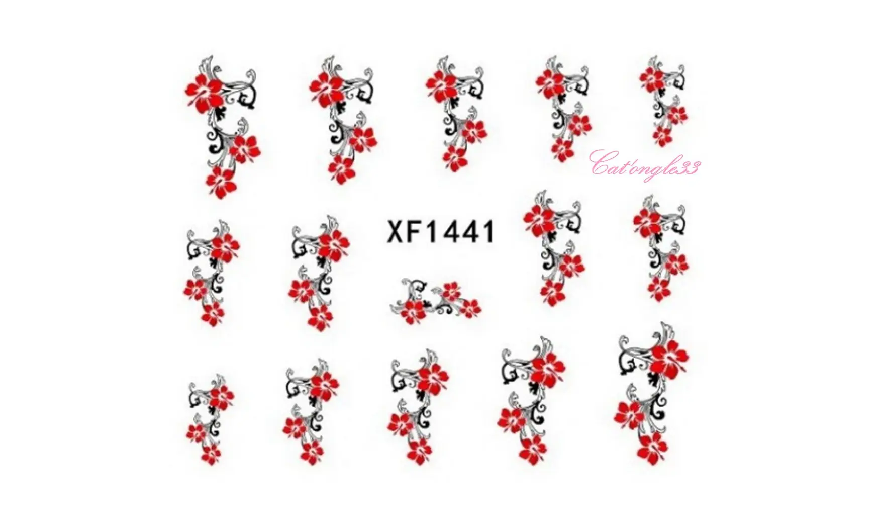 Water decal hibiscus rouge XF1441