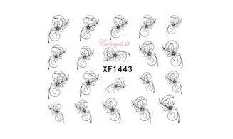 Water decal fleur noire vrille XF1443