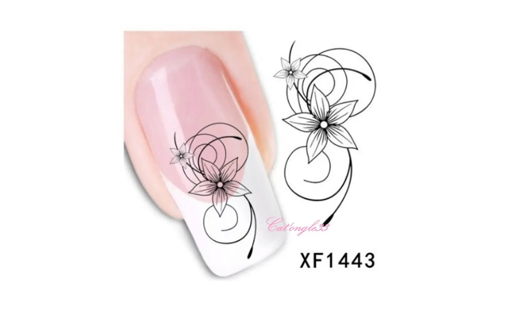 Water decal fleur noire vrille XF1443