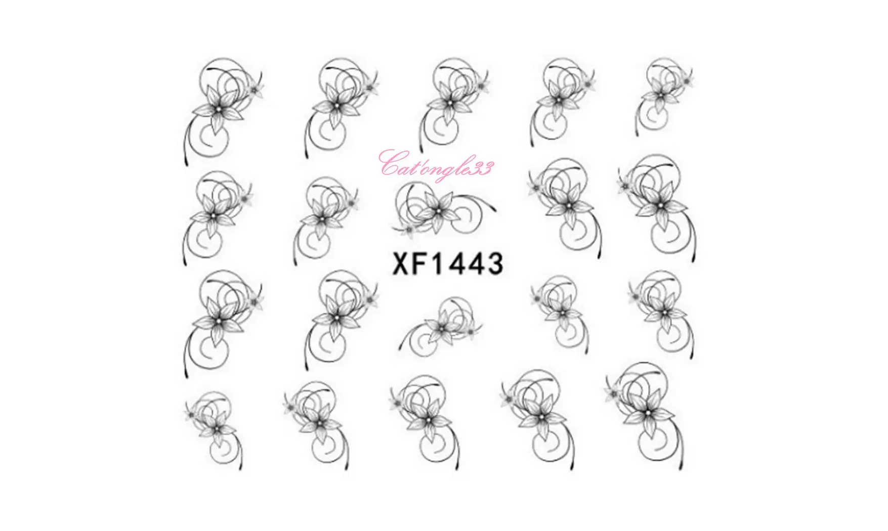 Water decal fleur noire vrille XF1443