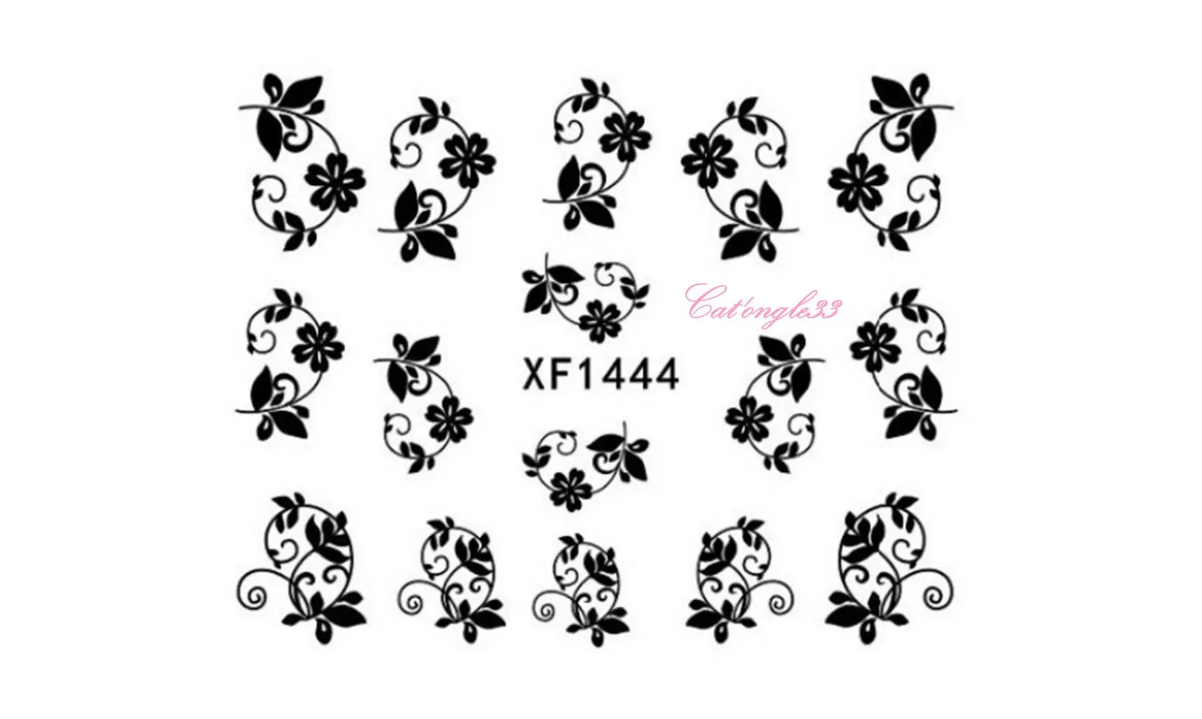 Water decal fleur noire XF1444