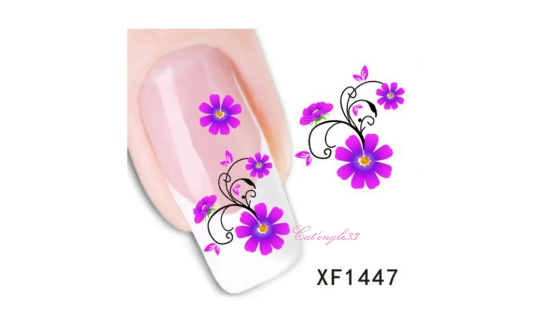 Water decal fleur rose violette XF1447