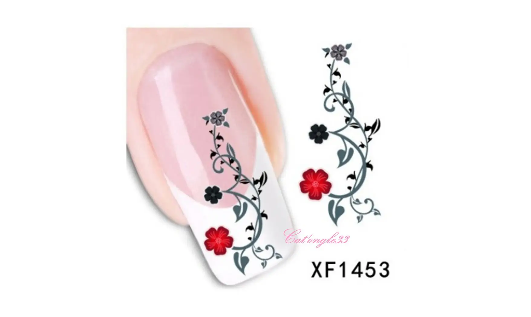 Water decal fleur rouge noire XF1453