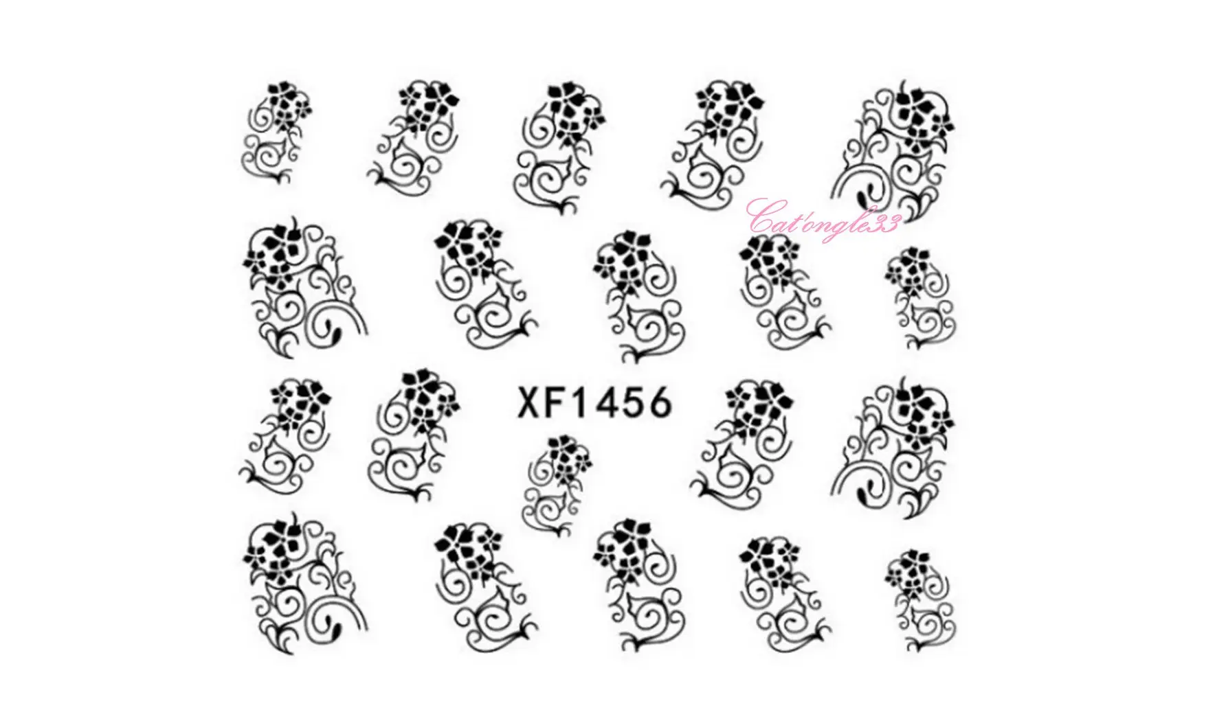 Water decal fleur noire XF1456