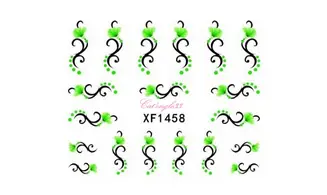 Water decal fleur verte vrille XF1458
