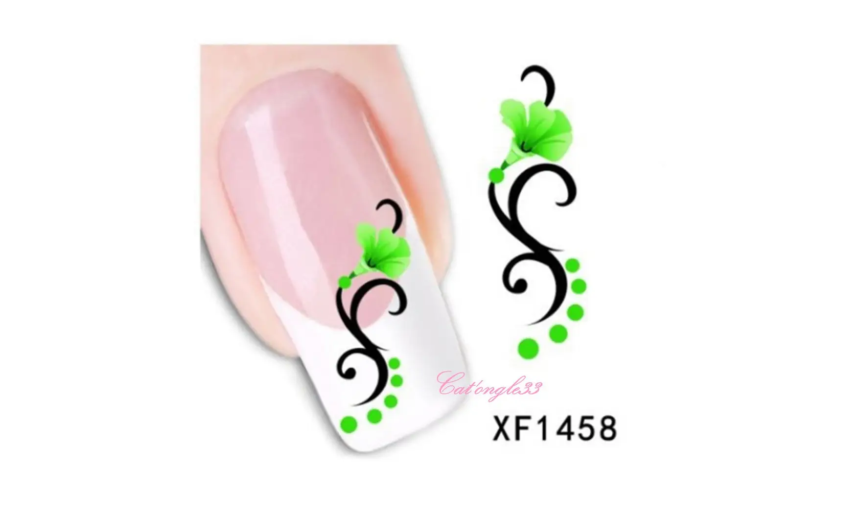 Water decal fleur verte vrille XF1458