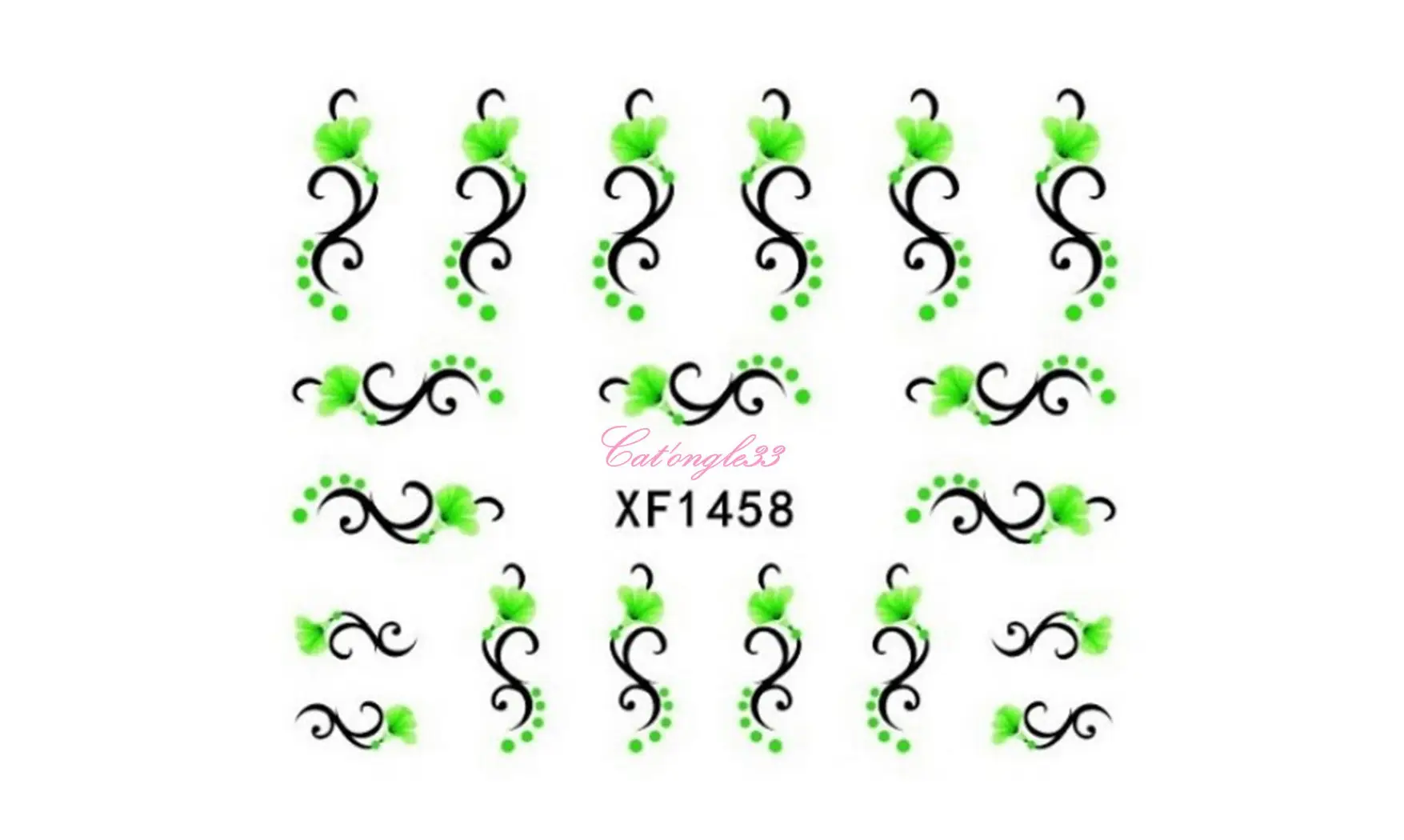Water decal fleur verte vrille XF1458