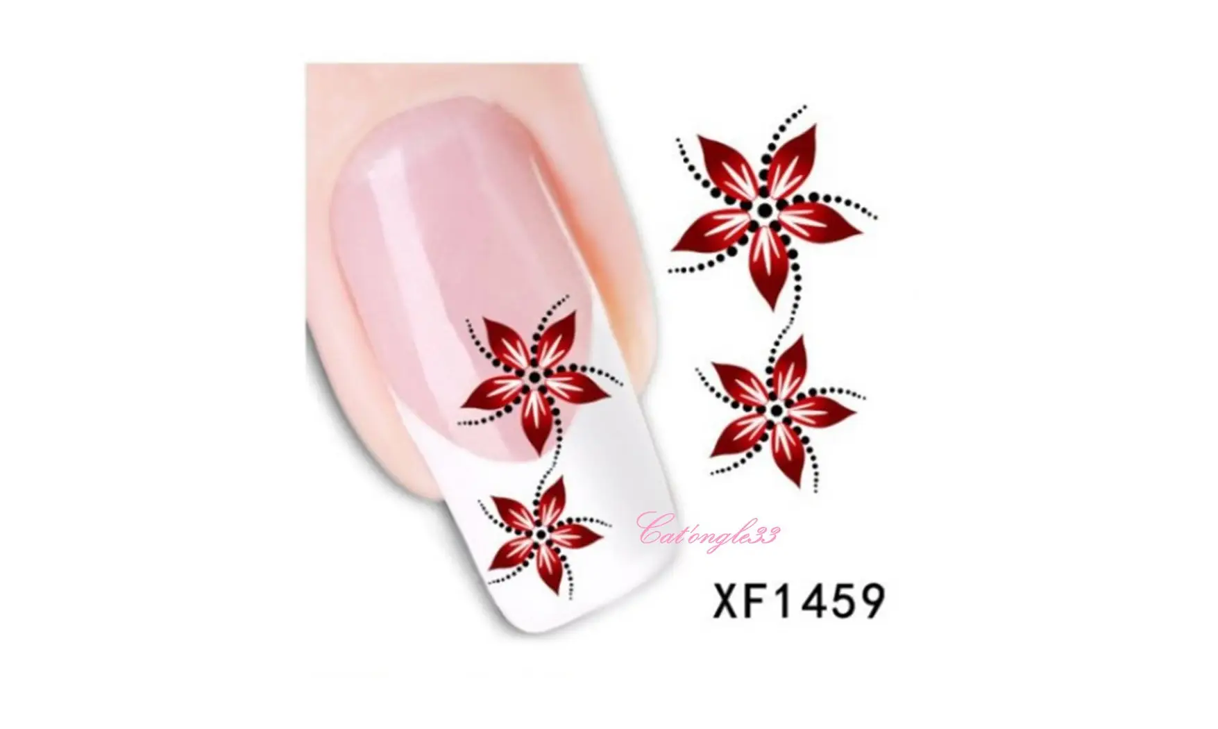 Water decal fleur bordeaux rouge XF1459