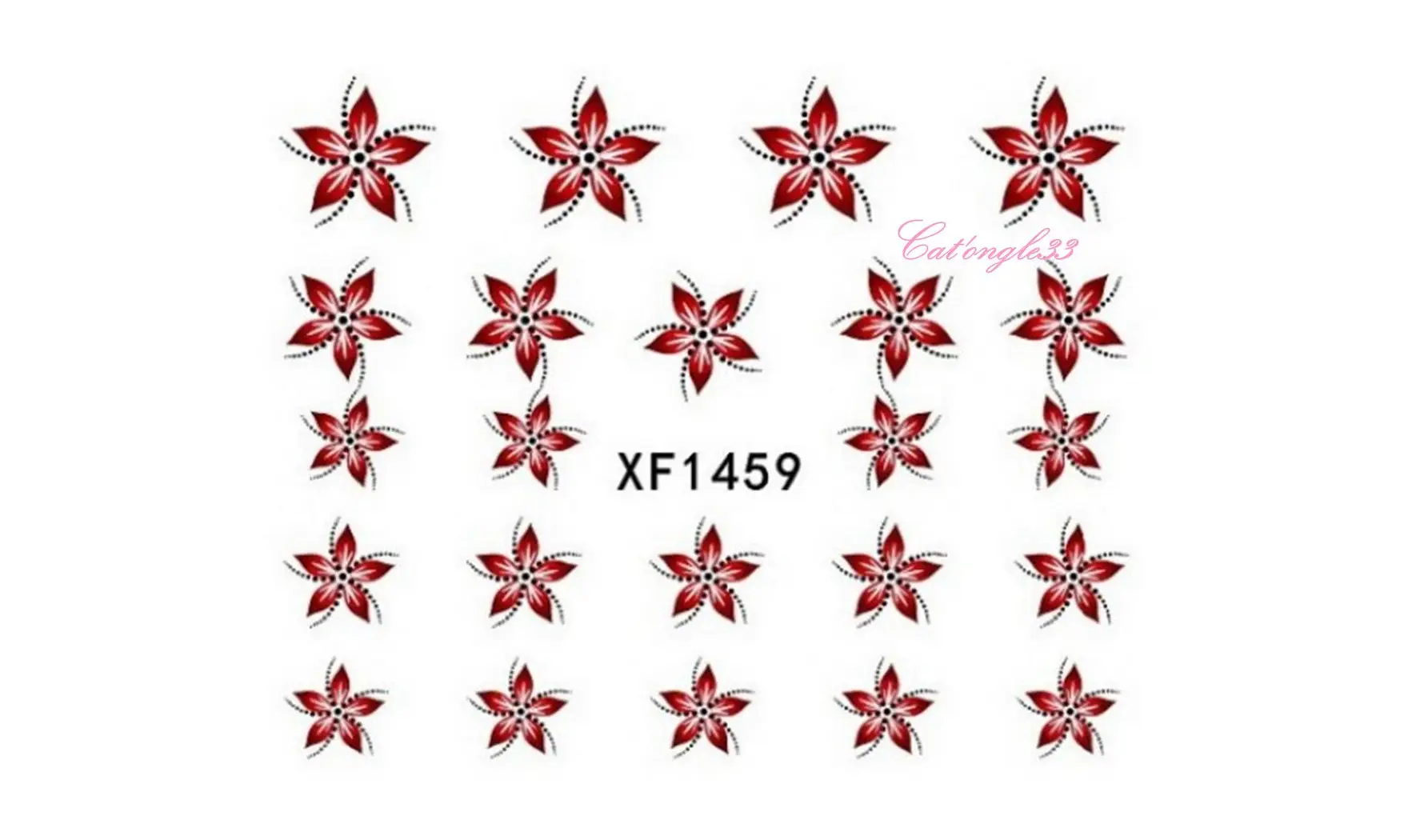 Water decal fleur bordeaux rouge XF1459