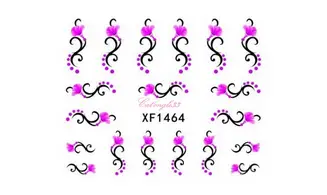 Water decal fleur rose vrille XF1464