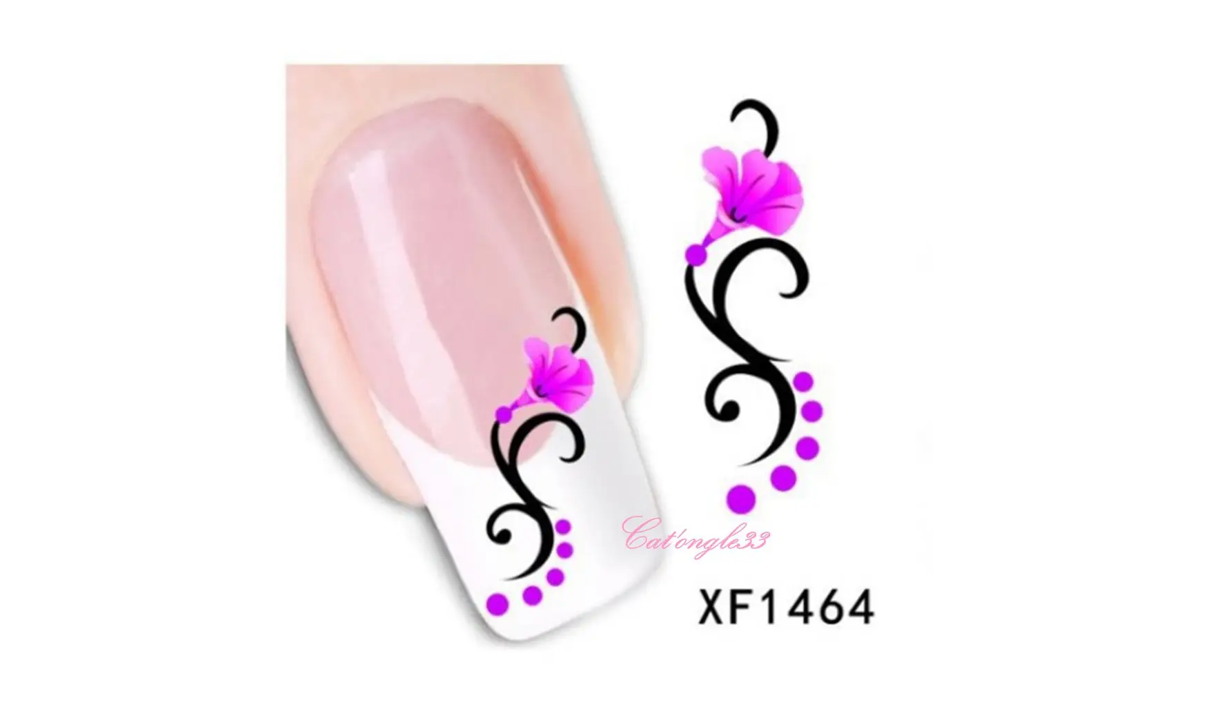 Water decal fleur rose vrille XF1464
