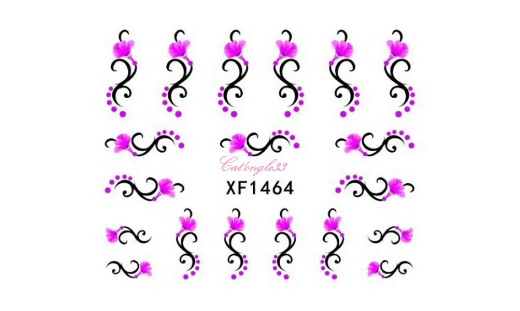 Water decal fleur rose vrille XF1464