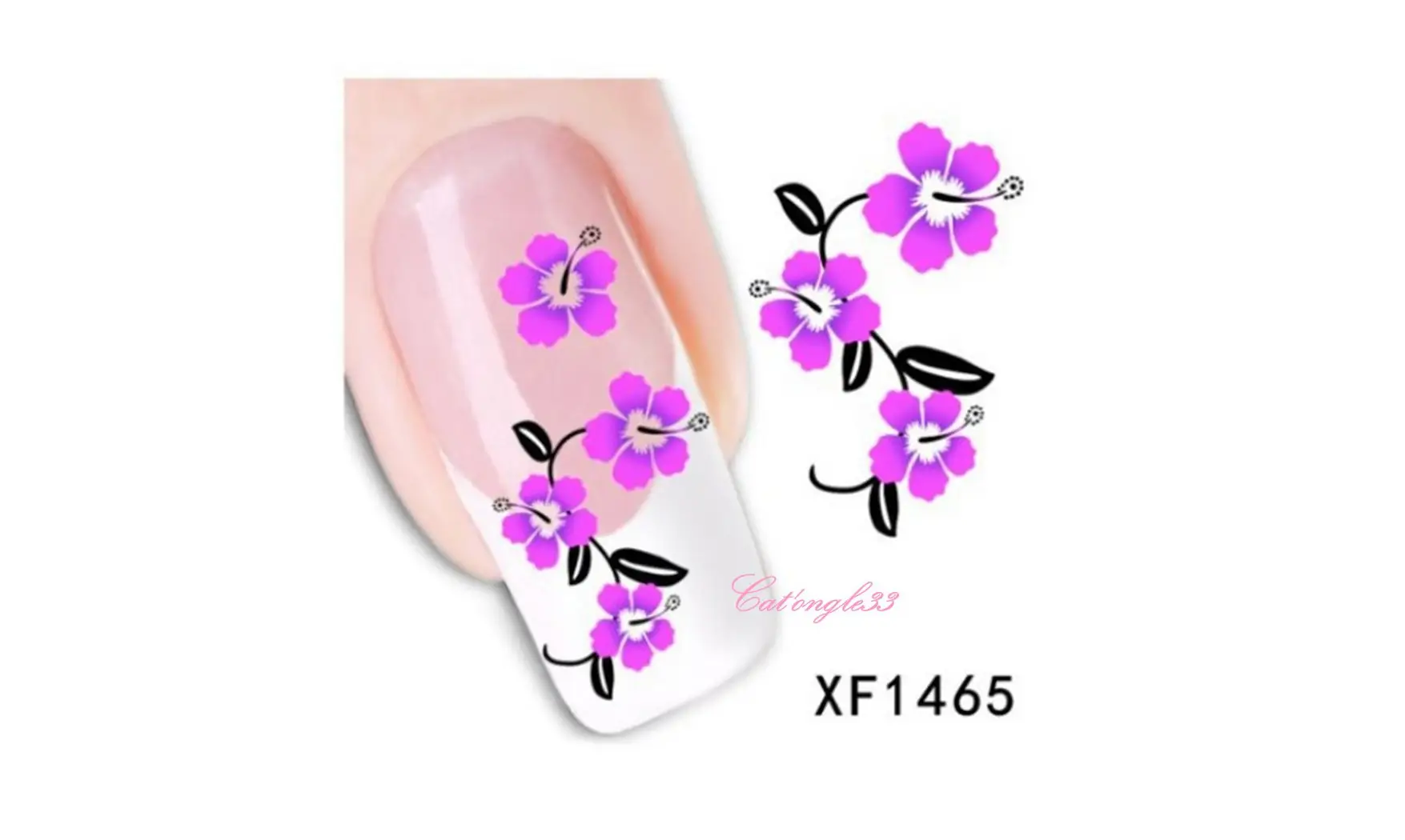 Water decal hibiscus rose noire XF1465