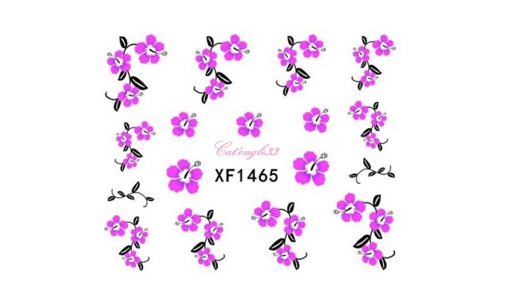 Water decal hibiscus rose noire XF1465